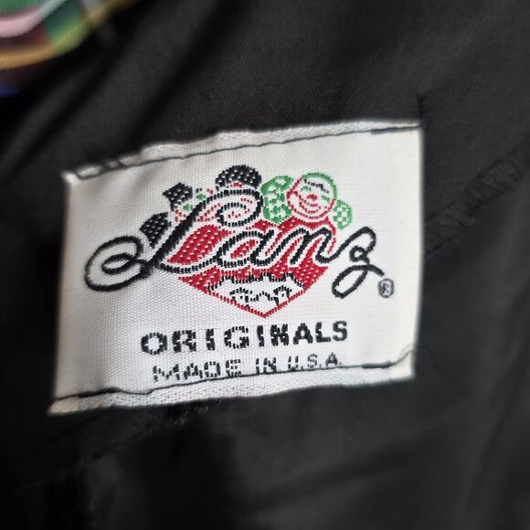 VTG 80s Lanz Originals Velvet & Tartan Christmas Dress Puff Sleeves, sz Small - Picture 7 of 7